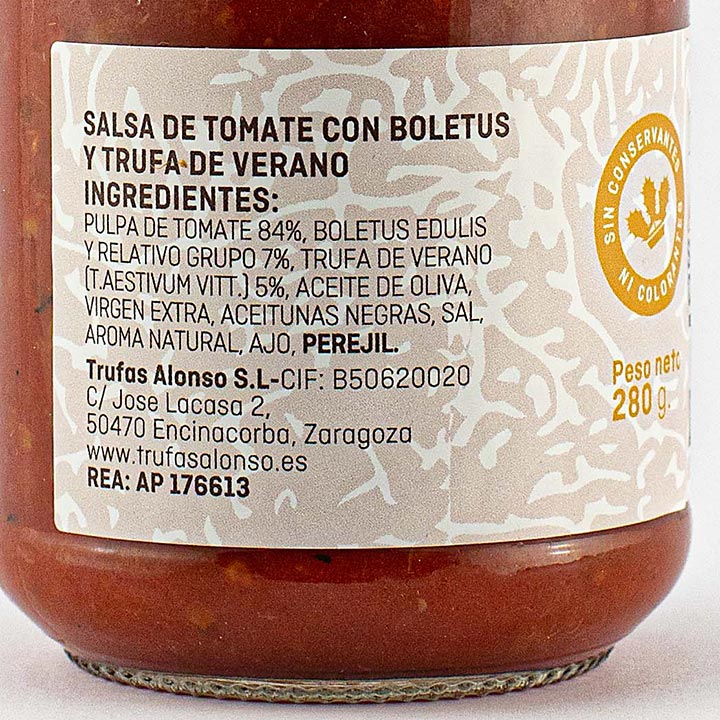 Salsa de tomate con boletus y trufa de verano