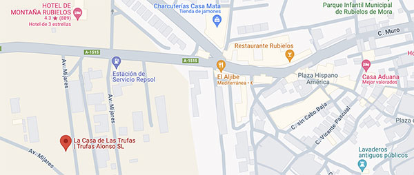 Mapa de situación de La Casa de las Trufas en Rubielos de Mora (Teruel)